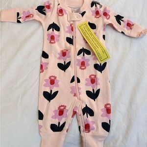 Hanna Andersson Pink Floral Kids Onesie NWT
